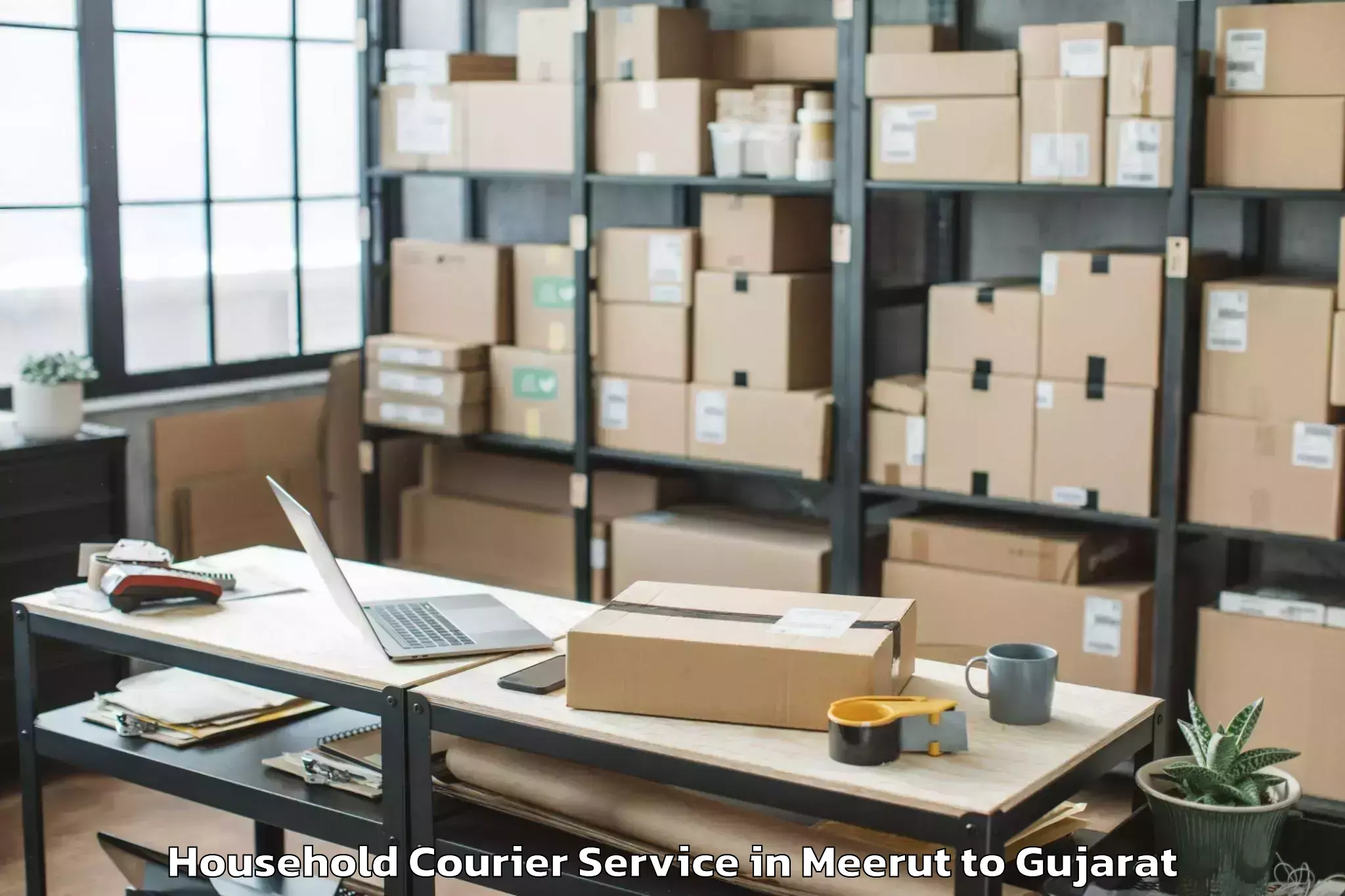 Trusted Meerut to Thasra Household Courier